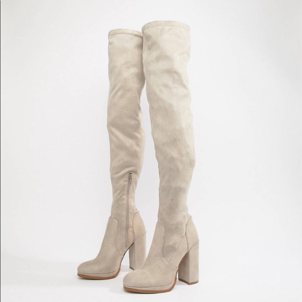 ASOS Over the knee Gray Platform boots US Size 9
